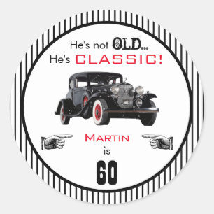Custom Age Not Old But Classic Car Funny Birthday Round Sticker