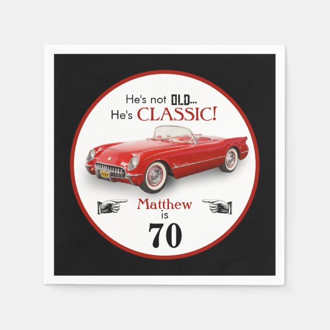 Custom Age Not Old Red Classic 1954 Convertible Napkin (Front)