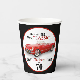 Custom Age Not Old Red Classic 1954 Convertible Paper Cups