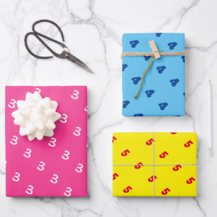 Custom age number colourful kid's Birthday party Wrapping Paper Sheet