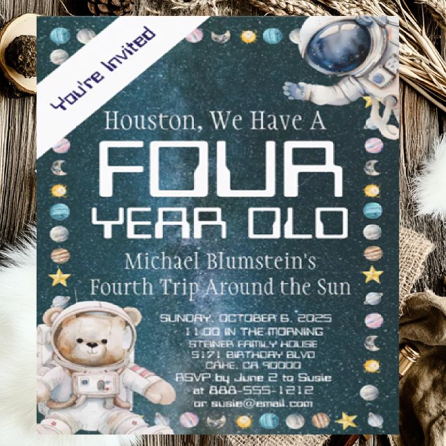 Custom Age Outer Space Birthday Party Invitation (Creator Uploaded)