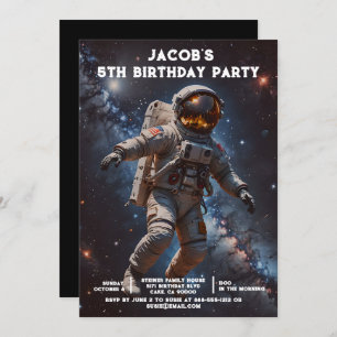 Custom Age Outer Space Birthday Party Invitations