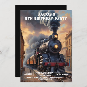 Custom Age Train Birthday Party Invitations