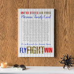 Custom Air Force Family Creed Wall Art Decor Print<br><div class="desc">Customise this US Air Force Family Creed faux wrap canvas wall decor art print with your Family / Airman's last name! ♥ Designed by a proud Air Force Mum - reading this every day while my son was at basic training or so far away from home during active duty, truly...</div>