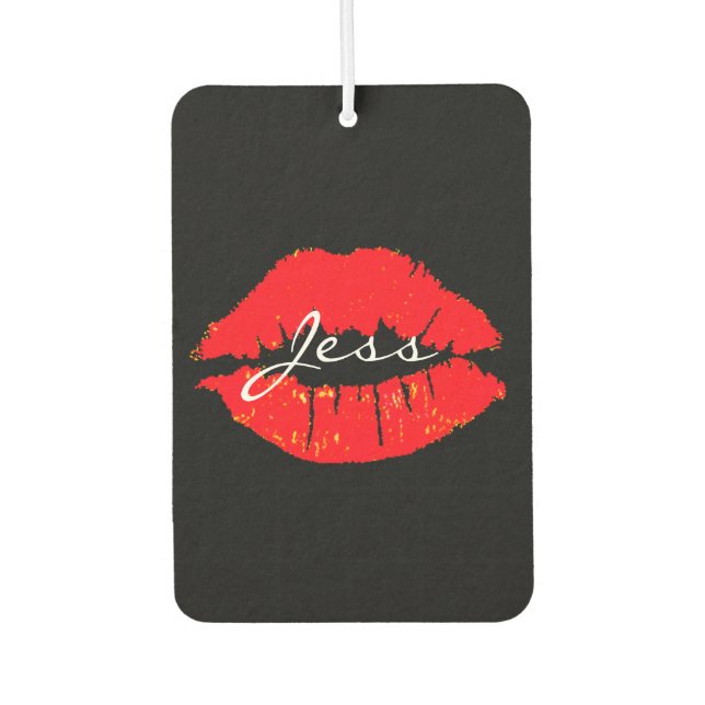 Custom Air Freshener - Kiss Lips Name Red (Front)
