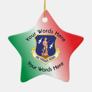 Custom Air National Guard Shield Ceramic Tree Decoration