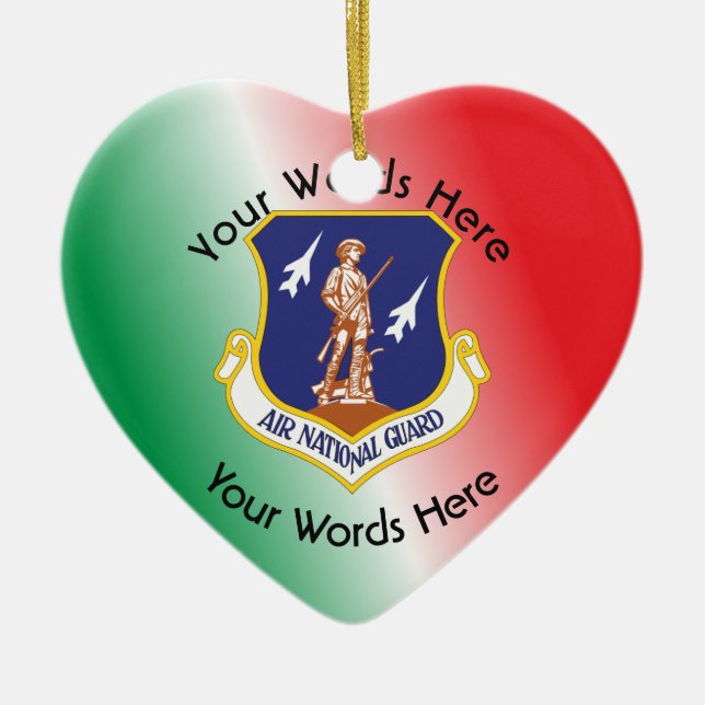 Custom Air National Guard Shield Ceramic Tree Decoration (Front)