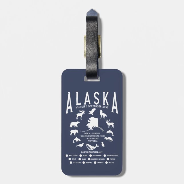 Custom Alaska Family Cruise Wildlife Spotting Luggage Tag (Back Vertical)