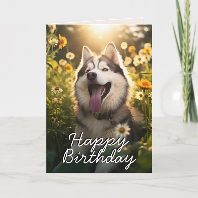 Custom Alaskan Malamute Birthday Card (Front)