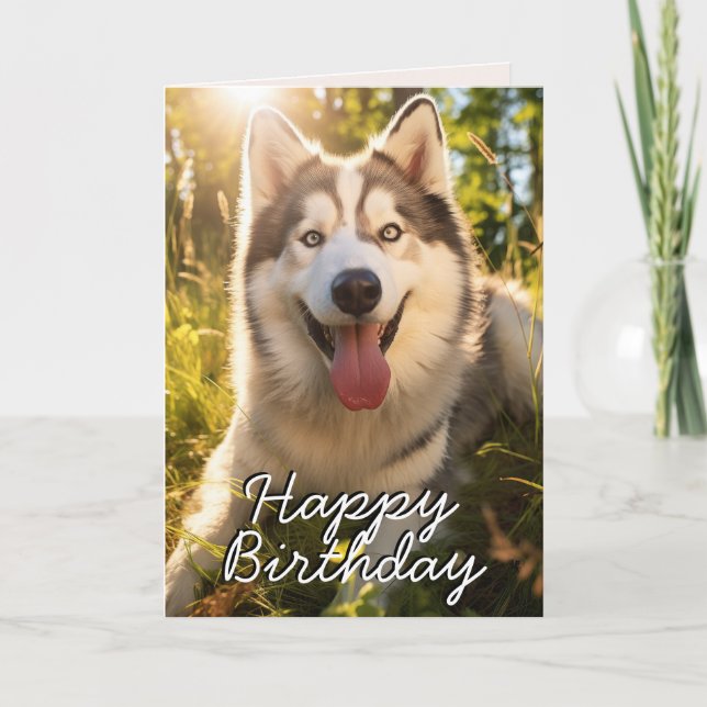 Custom Alaskan Malamute Happy Birthday Card (Front)