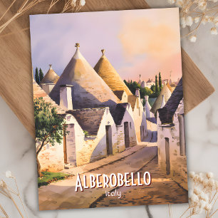 Custom Alberobello Trulli House Watercolor Travel Postcard