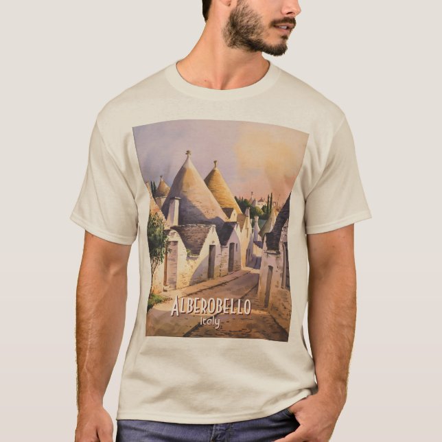 Custom Alberobello Trulli House Watercolor Travel T-Shirt (Front)