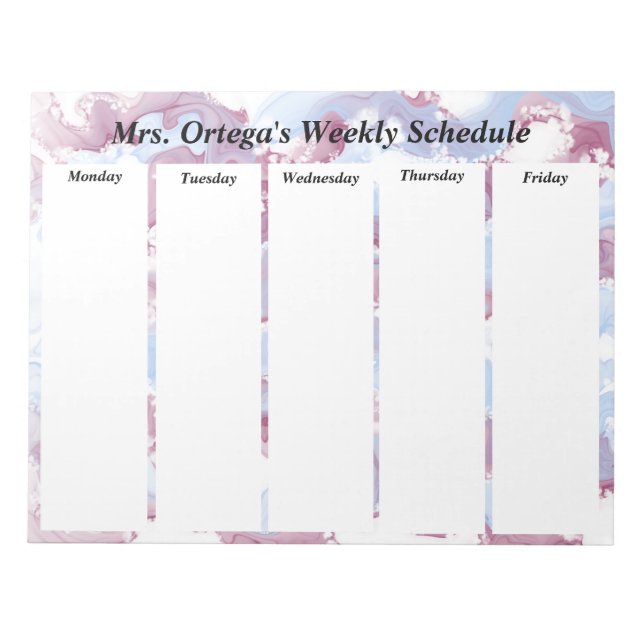 Custom Alcohol Ink Art Weekly Schedule Notepad (Front)