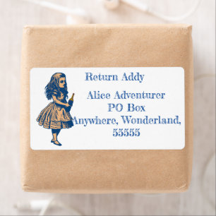 Custom Alice Wonderland Navy Return Address Label