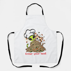 Custom Alien Chef Cat Ramen Kawaii Design Apron