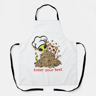 Custom Alien Chef Cat Ramen Kawaii Design Apron