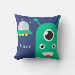 Custom Alien- Space Ship  Throw Pillow