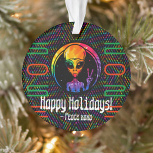 Custom Alien Tie Dye 2023 Christmas Ornament