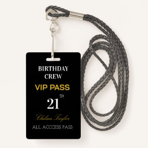 Custom All Access 21st Any Age Birthday VIP  ID Badge