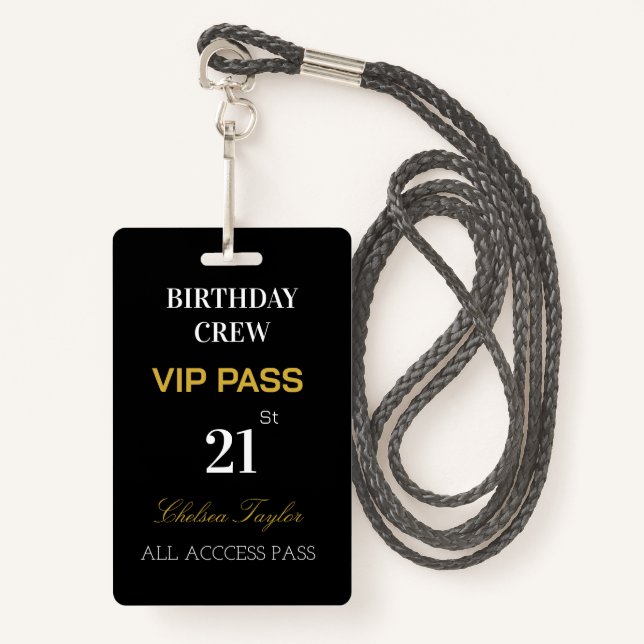Custom All Access 21st Any Age Birthday VIP  ID Badge (Front with Lanyard)