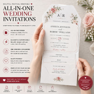 Custom All-in-One Wedding Invitation RSVP