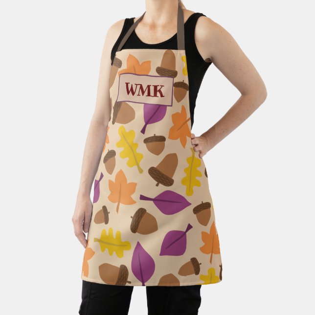 Custom All-Over Autumn Colours Print Apron, Medium Apron (Insitu)