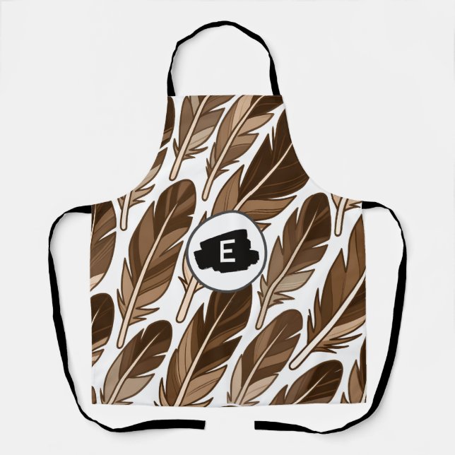 Custom All-Over Print Apron – Boho Monogram Brown  (Front)