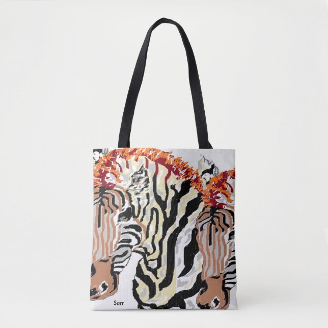 Custom All-Over-Print Tote Bag/Zebras Bag (Front)