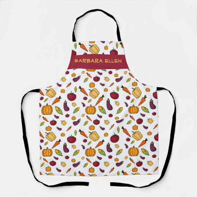 Custom All Over Vegetable Print Apron (Front)