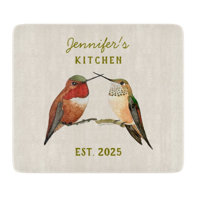Custom Allen's Hummingbirds Cutting Board (Front)