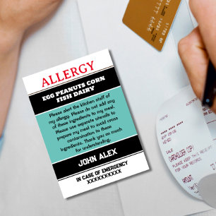 Custom Allergy Alert Chef Card