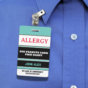 Custom Allergy Alert Chef Card ID Badge