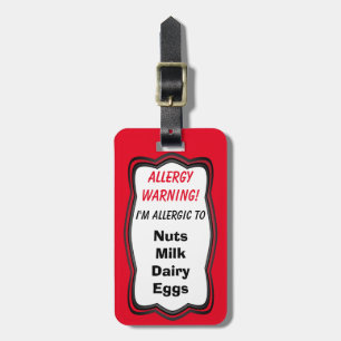Custom Allergy Alert Luggage Tag