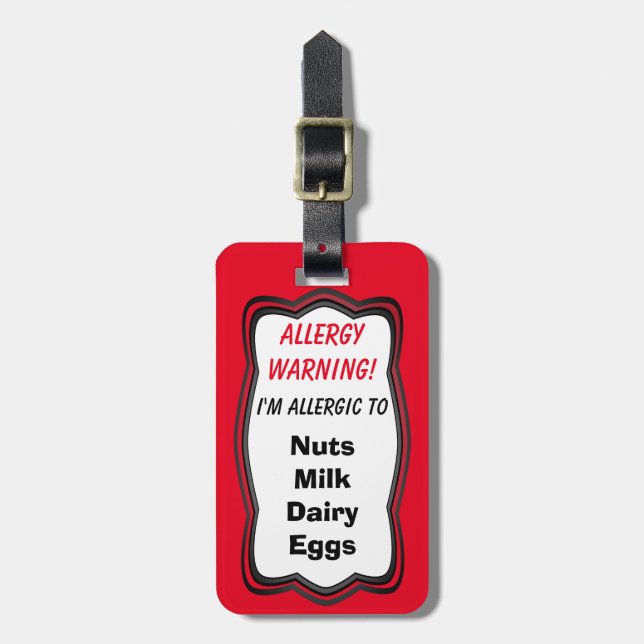 Custom Allergy Alert Luggage Tag (Front Vertical)