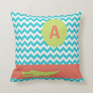 Custom Alligator Balloon Chevron Cushion
