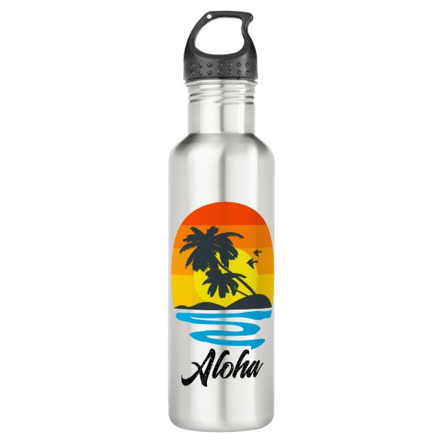Custom Aloha Tropical Hawaiian  710 Ml Water Bottle (Front)