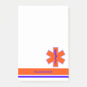 Custom Ambulance Orange and Blue Star of Life Post-it Notes