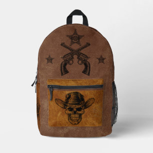 Custom Amercan Cowboy Western USA 1898 Skull Printed Backpack