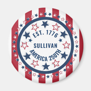 Custom America 250 Vintage Patriotic Flag Magnet