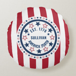 Custom America 250 Vintage Patriotic Flag Round Cushion