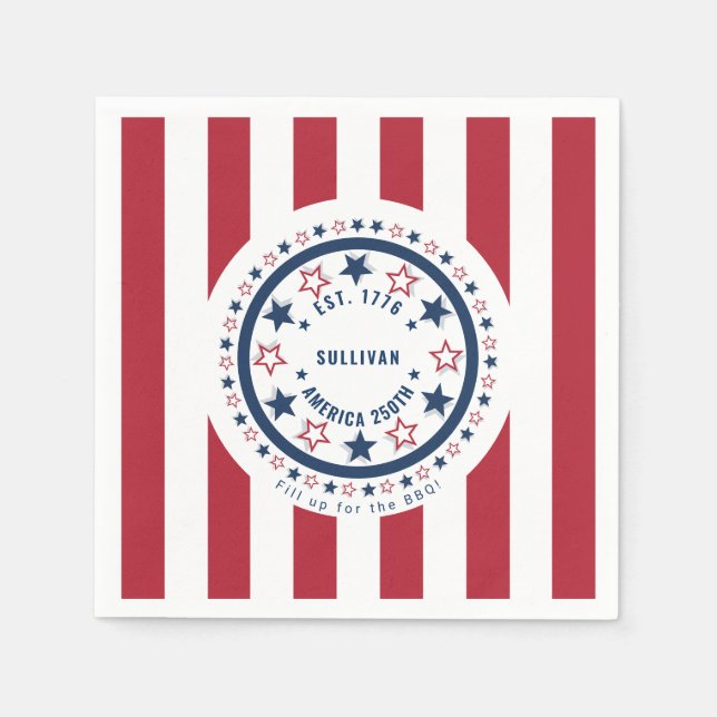 Custom America 250th Monogram Patriotic Napkin (Front)