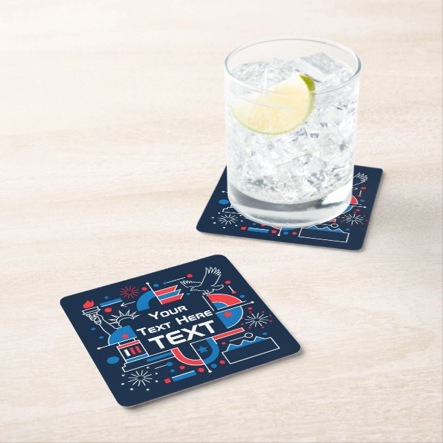 Custom America’s 250th anniversary Square Paper Coaster (Insitu)