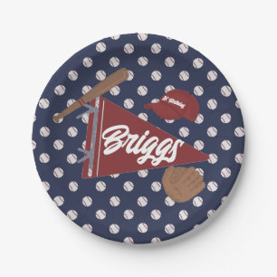 Custom American baseball birthday plate 