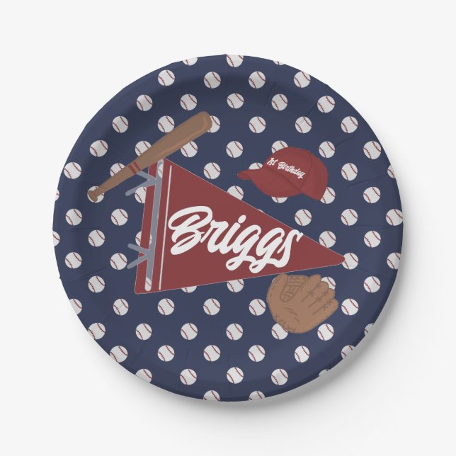 Custom American baseball birthday plate  (Front)