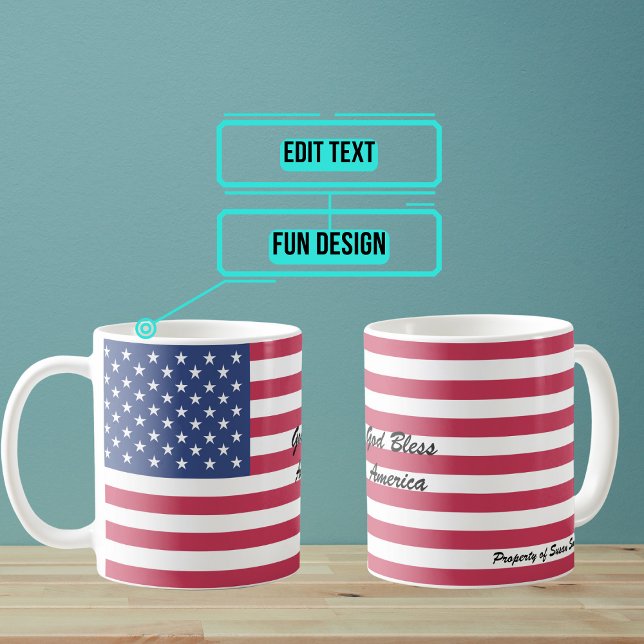 Custom American Flag Mug (The USA stars and stripes on this design creates a patriotic look that you can admire.)