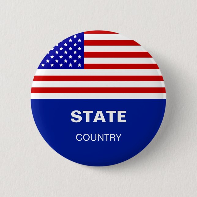 Custom American Flag & Personalised Text 6 Cm Round Badge (Front)