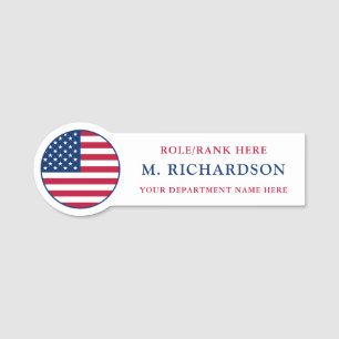 Custom American Flag USA Stars and Stripes  Name Tag