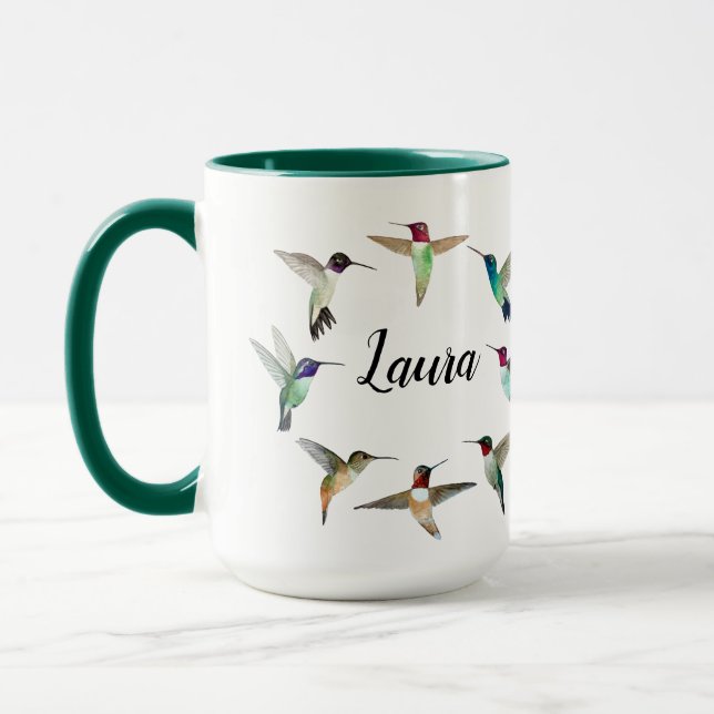 Custom American Hummingbirds Two-Tone Coffee Mug (Left)