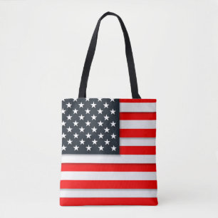 Custom American USA Flag Patriotic July 4th Tote Bag