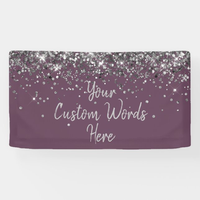 Custom Amethyst & Silver Customised Birthday Party Banner (Horizontal)